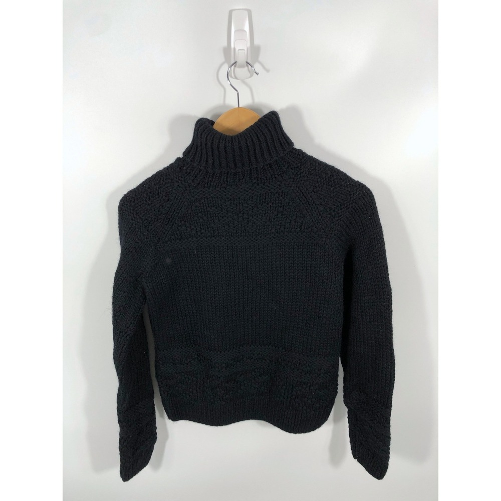 VTG Ralph Lauren Chunky 100% Wool Turtleneck Sweater Women M Black 90 Minimalist